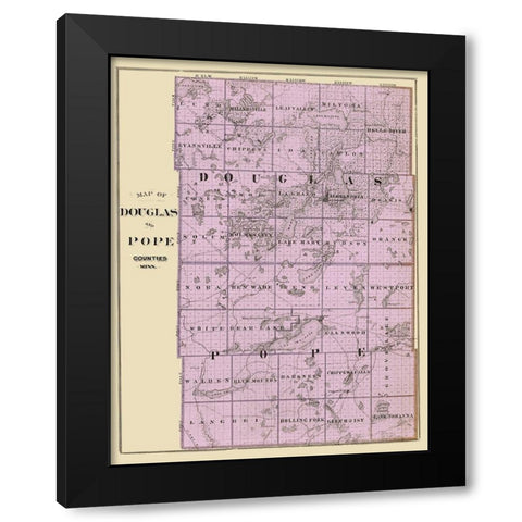 Douglas  Pope Minnesota Landowner - Andreas 1874 Black Modern Wood Framed Art Print with Double Matting by Andreas