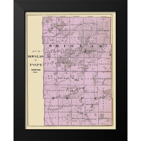 Douglas  Pope Minnesota Landowner - Andreas 1874 Black Modern Wood Framed Art Print by Andreas