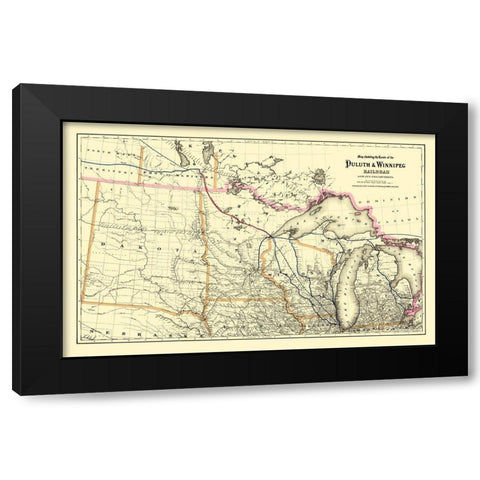 Duluth and Winnipeg Railroad - Colton 1881 Black Modern Wood Framed Art Print by Colton