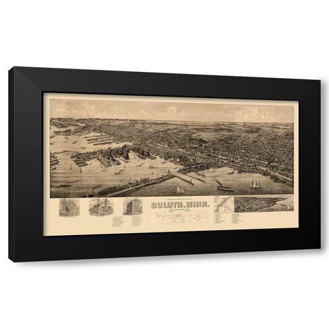 Duluth Minnesota -1893 Black Modern Wood Framed Art Print by Unknown