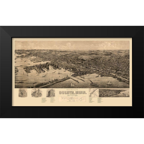 Duluth Minnesota -1893 Black Modern Wood Framed Art Print by Unknown