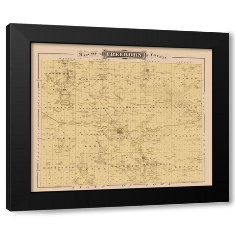 Freeborn Minnesota Landowner - Andreas 1874 Black Modern Wood Framed Art Print with Double Matting by Andreas