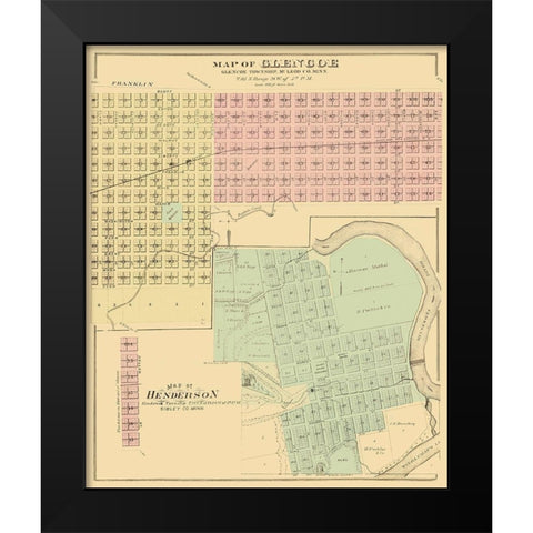 Glencoe, Henderson Minnesota - Andreas 1874 Black Modern Wood Framed Art Print by Andreas