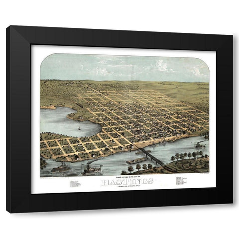 Hastings Minnesota - Ruger 1867  Black Modern Wood Framed Art Print with Double Matting by Ruger