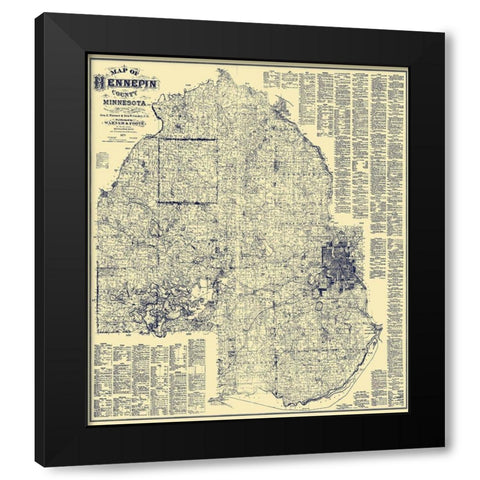 Hennepin Minnesota Landowner - Warner 1879 Black Modern Wood Framed Art Print by Warner