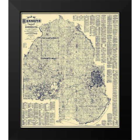Hennepin Minnesota Landowner - Warner 1879 Black Modern Wood Framed Art Print by Warner