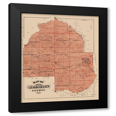 Hennepin Minnesota Landowner - Andreas 1874 Black Modern Wood Framed Art Print by Andreas