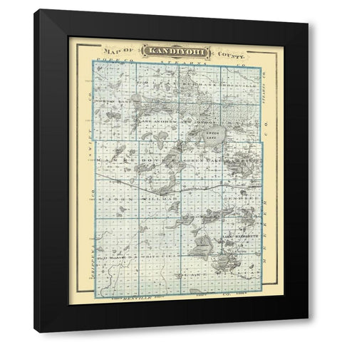 Kandiyohi Minnesota Landowner - Andreas 1874 Black Modern Wood Framed Art Print with Double Matting by Andreas