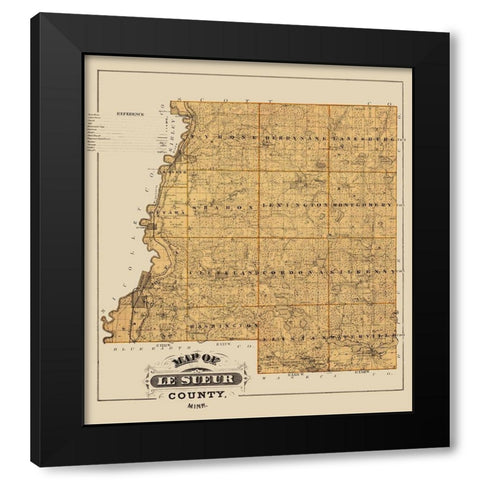 Le Sueur Minnesota Landowner - Andreas 1874 Black Modern Wood Framed Art Print with Double Matting by Andreas