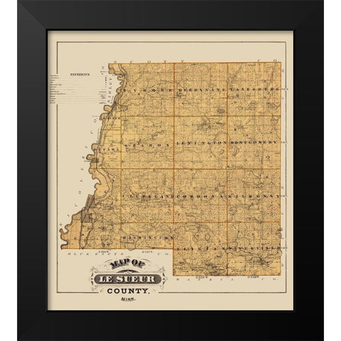 Le Sueur Minnesota Landowner - Andreas 1874 Black Modern Wood Framed Art Print by Andreas