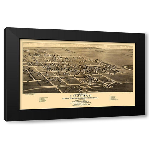 Luverne Minnesota - Stoner 1883  Black Modern Wood Framed Art Print by Stoner