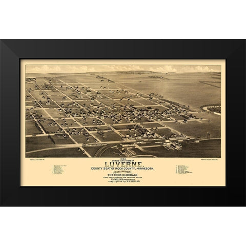 Luverne Minnesota - Stoner 1883  Black Modern Wood Framed Art Print by Stoner