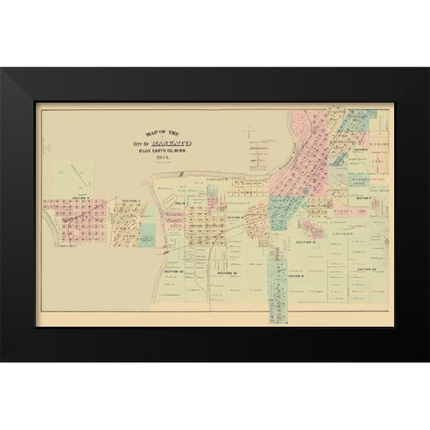 Mankato Minnesota - Andreas 1874 Black Modern Wood Framed Art Print by Andreas
