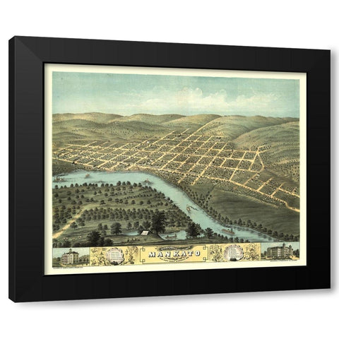 Mankato Minnesota - Stoner 1870  Black Modern Wood Framed Art Print with Double Matting by Stoner