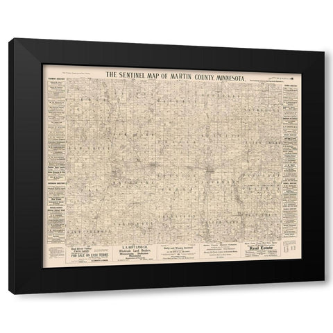 Martin County Minnesota - Day 1901  Black Modern Wood Framed Art Print by Day