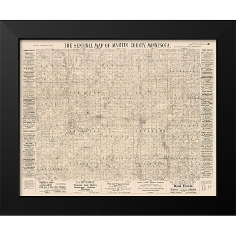 Martin County Minnesota - Day 1901  Black Modern Wood Framed Art Print by Day