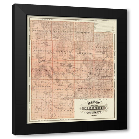 Meeker Minnesota Landowner - Andreas 1874 Black Modern Wood Framed Art Print with Double Matting by Andreas