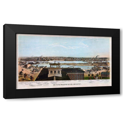 Minneapolis Minnesota - Shober 1874 Black Modern Wood Framed Art Print with Double Matting by Shober