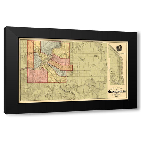 Minneapolis Minnesota Landowner - Andreas 1874 Black Modern Wood Framed Art Print with Double Matting by Andreas