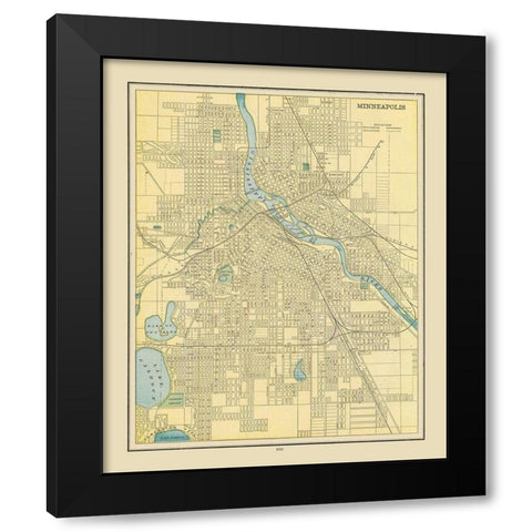Minneapolis  Minnesota - Cram 1892 Black Modern Wood Framed Art Print by Cram