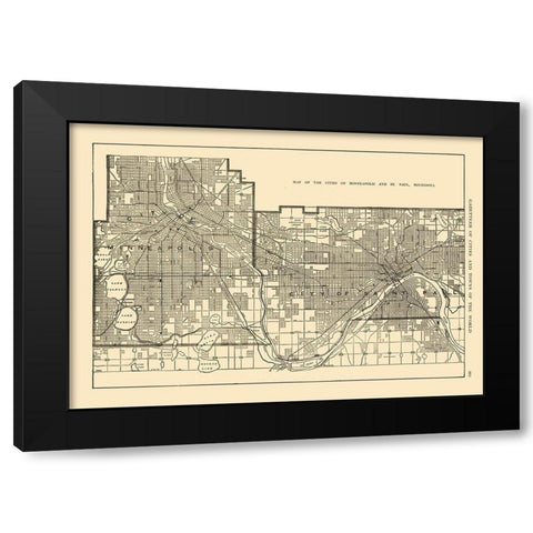 Minneapolis, St Paul  Minnesota - Reynold 1921 Black Modern Wood Framed Art Print with Double Matting by Reynold