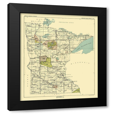 Minnesota - Hoen 1896 Black Modern Wood Framed Art Print with Double Matting by Hoen