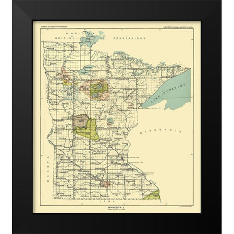 Minnesota - Hoen 1896 Black Modern Wood Framed Art Print by Hoen