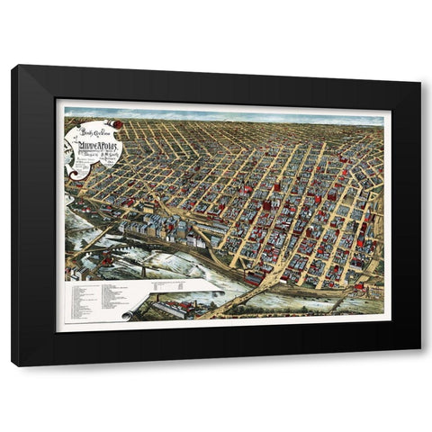 Minneapolis Minnesota - Smith 1891  Black Modern Wood Framed Art Print by Smith