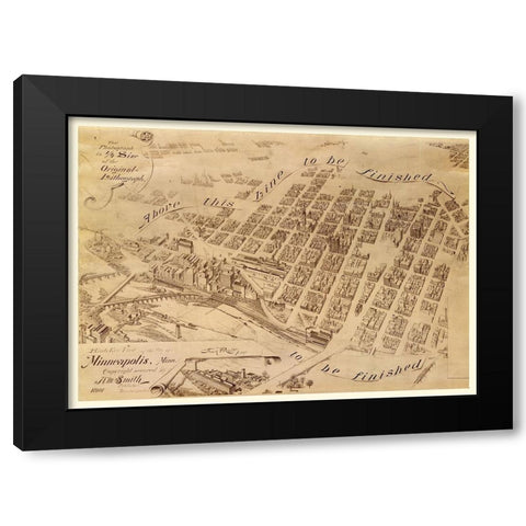 Minneapolis Minnesota - Smith 1891  Black Modern Wood Framed Art Print by Smith