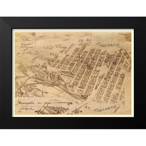Minneapolis Minnesota - Smith 1891  Black Modern Wood Framed Art Print by Smith