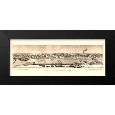 Minneapolis Minnesota - Hageboeck 1873  Black Modern Wood Framed Art Print by Hageboeck