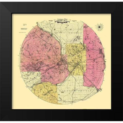 Minneapolis Minnesota - Cooley 1881  Black Modern Wood Framed Art Print by Cooley