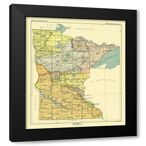 Minnesota - Hoen 1896 Black Modern Wood Framed Art Print by Hoen
