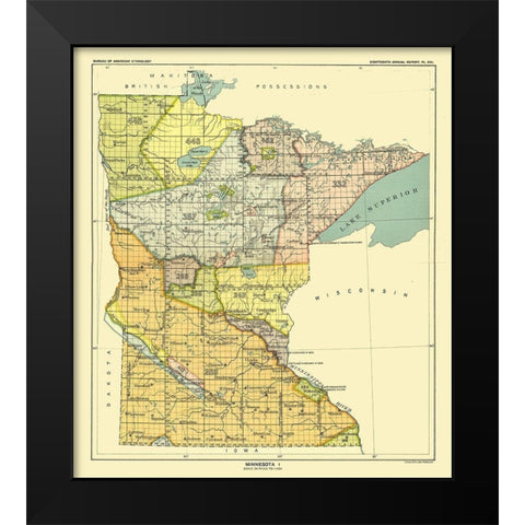 Minnesota - Hoen 1896 Black Modern Wood Framed Art Print by Hoen