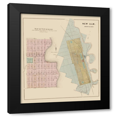 New Auburn, New Ulm Minnesota - Andreas 1874 Black Modern Wood Framed Art Print by Andreas
