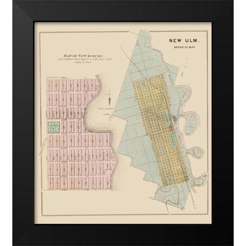 New Auburn, New Ulm Minnesota - Andreas 1874 Black Modern Wood Framed Art Print by Andreas