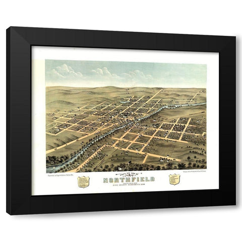 Northfield Minnesota - Stoner 1869  Black Modern Wood Framed Art Print with Double Matting by Stoner