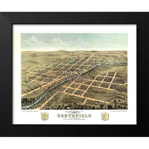 Northfield Minnesota - Stoner 1869  Black Modern Wood Framed Art Print by Stoner