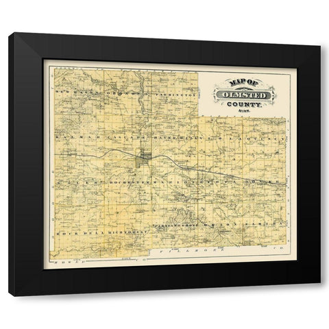 Olmsted Minnesota Landowner - Andreas 1874 Black Modern Wood Framed Art Print by Andreas