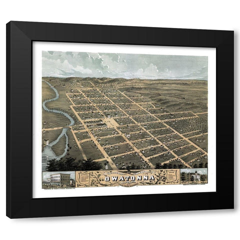 Owatonna Minnesota - Stoner 1870  Black Modern Wood Framed Art Print by Stoner