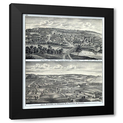 Preston Minnesota - Moore 1874  Black Modern Wood Framed Art Print by Moore