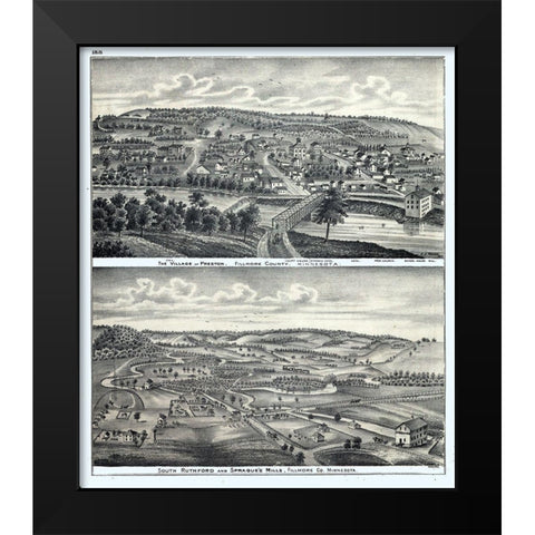 Preston Minnesota - Moore 1874  Black Modern Wood Framed Art Print by Moore