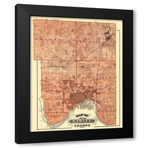 Ramsey Minnesota Landowner - Andreas 1874 Black Modern Wood Framed Art Print by Andreas