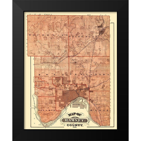 Ramsey Minnesota Landowner - Andreas 1874 Black Modern Wood Framed Art Print by Andreas