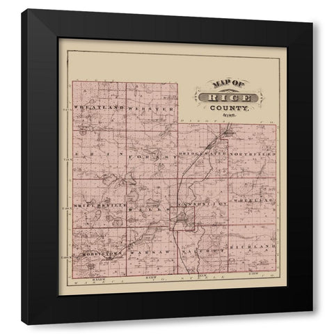Rice Minnesota Landowner - Andreas 1874 Black Modern Wood Framed Art Print with Double Matting by Andreas