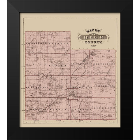 Rice Minnesota Landowner - Andreas 1874 Black Modern Wood Framed Art Print by Andreas