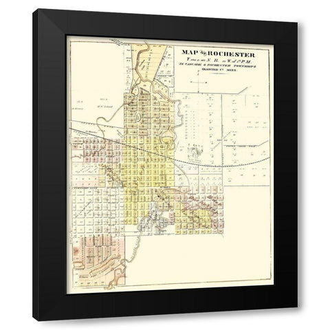 Rochester Minnesota - Andreas 1874 Black Modern Wood Framed Art Print by Andreas