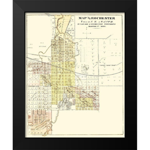 Rochester Minnesota - Andreas 1874 Black Modern Wood Framed Art Print by Andreas