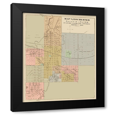Rochester Minnesota - Andreas 1874 Black Modern Wood Framed Art Print with Double Matting by Andreas