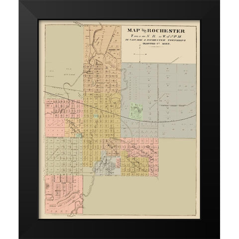 Rochester Minnesota - Andreas 1874 Black Modern Wood Framed Art Print by Andreas